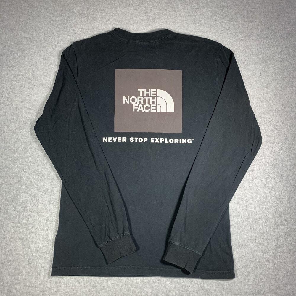 The North Face Long Sleeve T-shirt Men’s Sz Small Black Basic Shirt Double-sided